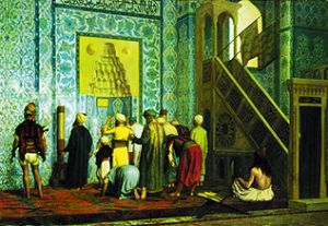 Praying Moslems in the blues' mosque from Jean-Léon Gérome