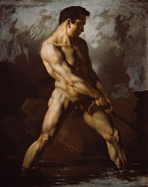 Act study of a rope moving man. from Jean Louis Théodore Géricault