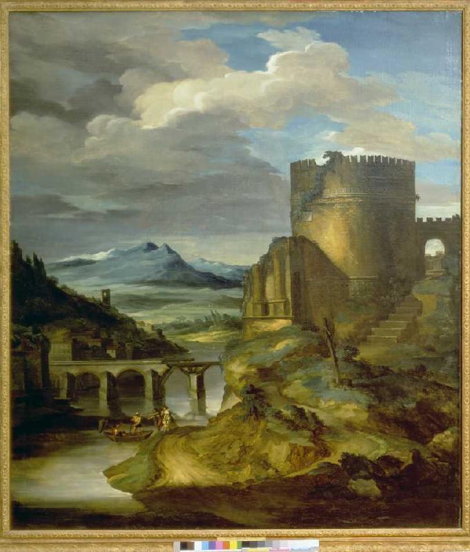 Landscape with a Roman monument (the morning) from Jean Louis Théodore Géricault