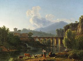 Roman landscape with bridge