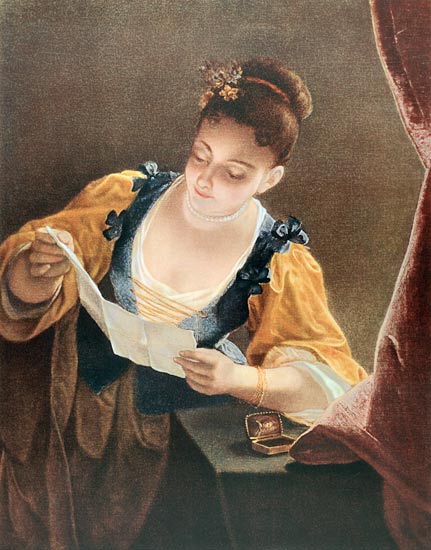 Young Woman Reading a Letter from Jean Raoux