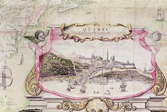 Cartouche of Quebec from ''Carte de l''Amerique Septentrionale'' from Jean Baptiste Louis Franquelin
