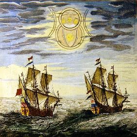 The sun and the stars guiding the sailors on their way, from the ''Atlas Maior, Sive Cosmographia Bl
