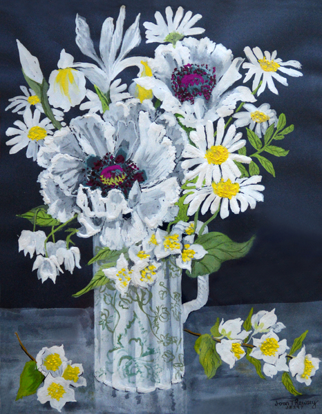 White Poppies, Marguerites and Philadelphus from Joan  Thewsey
