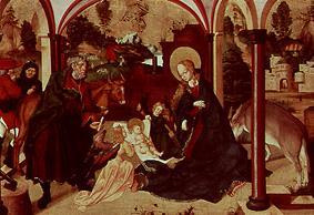 Birth Christi. Panel of the on holidays side of the Aggsbacher altar from Jörg Breu