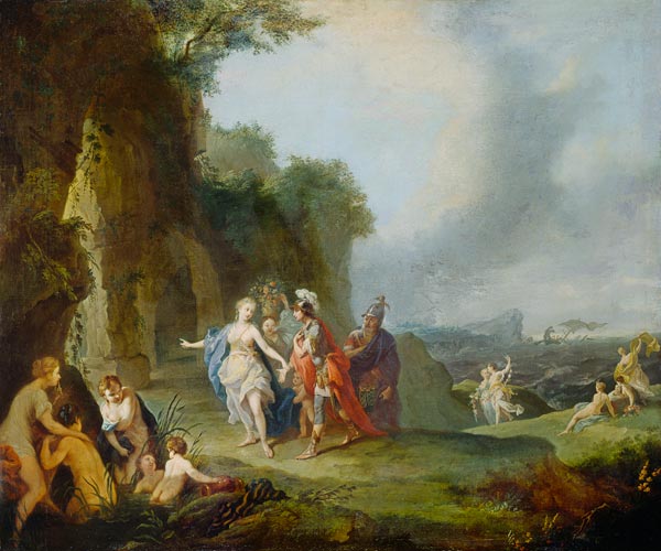 Dido and Aeneas escape to a cave before the thunderstorm from Joh. Heinrich the Elder Tischbein
