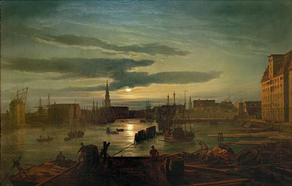 Der Kopenhagener Hafen im Mondlicht from Johan Christian Clausen Dahl