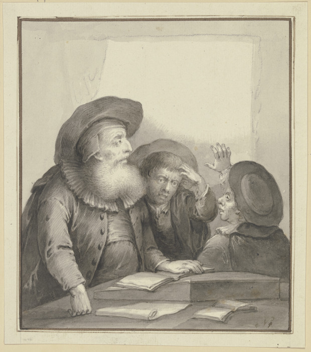 Rabbiner mit zwei Schülern an einem Tisch from Johann Andreas Benjamin Nothnagel