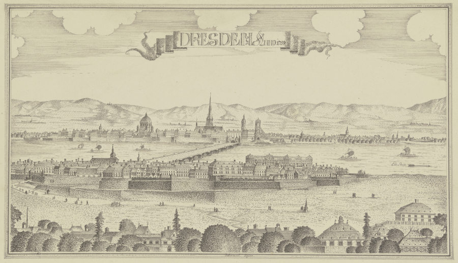 Ansicht von Dresden von der Neustadt aus from Johann Baptist Reiser