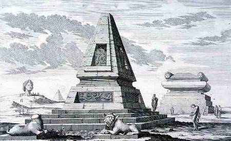 Pyramids marking the Tomb of King Sotis of Egypt, found in the ruins of Heliopolis. from 'Entwurf ei from Johann Bernhard Fischer von Erlach