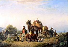Itinerant people with camel, Äffchen and dancing bear