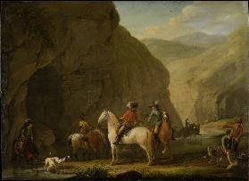 Mountain Landscape with a Hunting Party