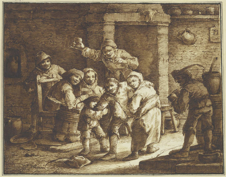 Wirtshausszene mit betrunkenem Mann from Johann Georg Trautmann