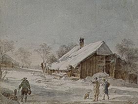 Snow-covered houses from Johann Georg von Dillis