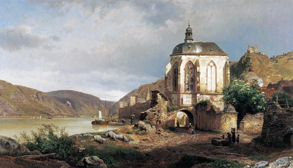 Rheinlandschaft with the Wernerkapelle at Oberwesel from Johann Gottfried Pulian