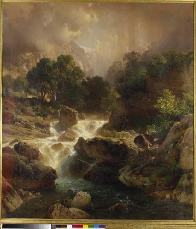 Landscape with waterfall from Johann Gottfried Steffan