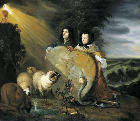 Self Portrait (?) with his Wife and Symbols of the Christian Faith