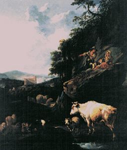 Landscape with shepherds and cattle. from Johann Heinrich Roos