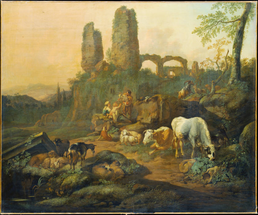 Shepherd Family Resting near an Ancient Ruin from Johann Heinrich Roos
