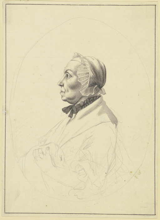 Brustbild einer Frau mit Haube im Profil nach links from Johann Heinrich Schepp