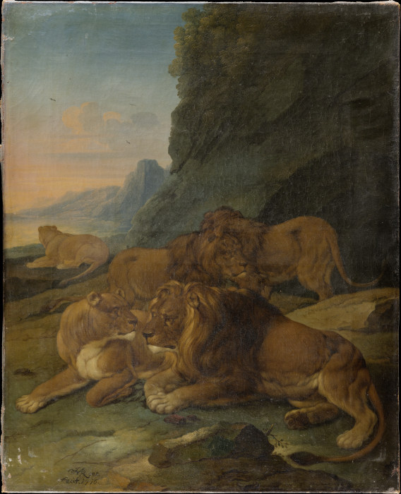 Landscape with a Lion Family from Johann Melchior Roos