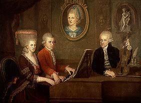 The family Leopold Mozart when playing instruments