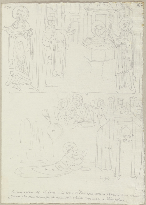 Die Bekehrung des Paulus, nach Fragmenten von Wandmalereien in einer zerstörten Basilika in den heut from Johann Ramboux