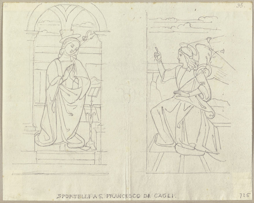 Die Verkündigung in den Flügeltüren der Orgel in San Francesco in Cagli from Johann Ramboux