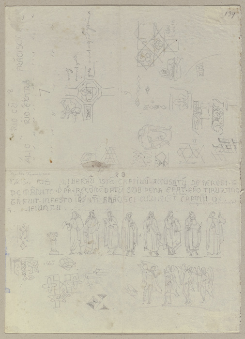 Figürliche und ornamentale Detailstudien sowie die Nachschrift zugehöriger Inschriften from Johann Ramboux