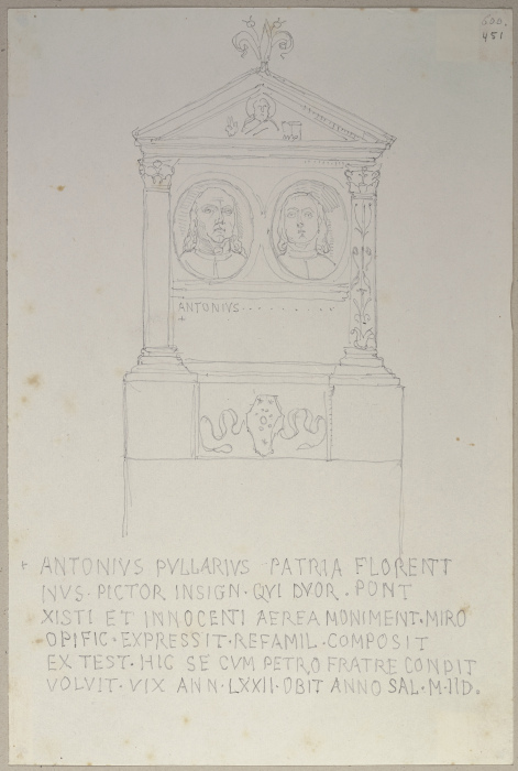 Grabmonument der Brüder Antonio und Piero Pollaiuolo in San Pietro in Vincoli in Rom from Johann Ramboux