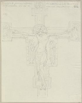 Kruzifix auf Holz ehemals in einem Nonnenkloster zu San Gimignano, jetzt in einem Privathaus daselbs