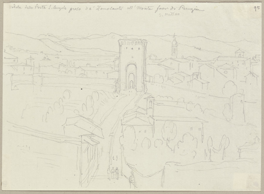 Perugia, mit Blick auf die Porta di SantAngelo, welche auf den Berg zu den Franziskanern führt from Johann Ramboux