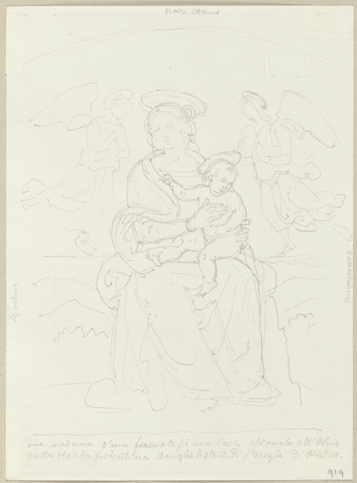 Thronenede Madonna mit Kind, an einem Hause, allOlmo genannt, auf der Florentinerstraße bei Perugia from Johann Ramboux