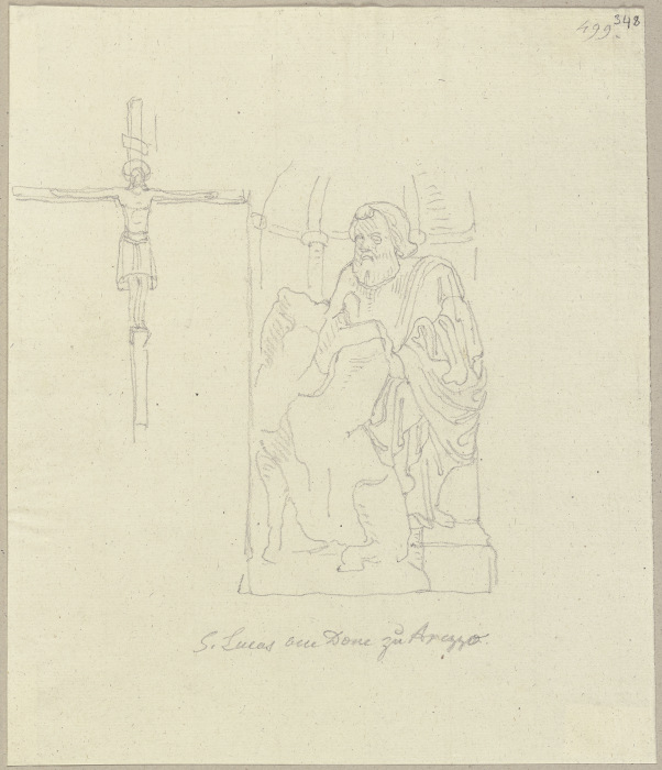 Verwitterte Statue des Evangelisten Lukas im Dom zu Arezzo from Johann Ramboux