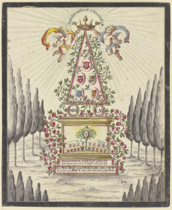 Allegorische Darstellung, Pyramide mit einem Altar from Johannes Esaias Nilson