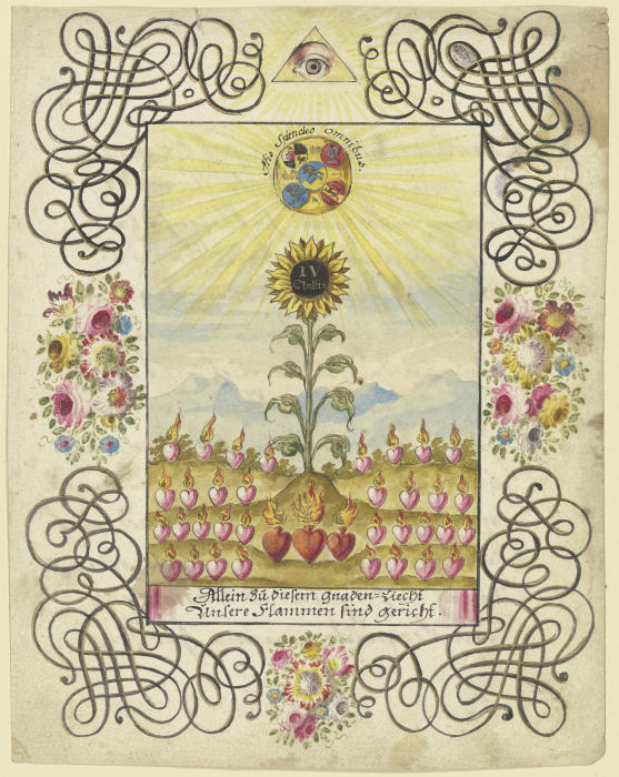 Sonnenblume mit Goldaufschrift from Johannes Esaias Nilson