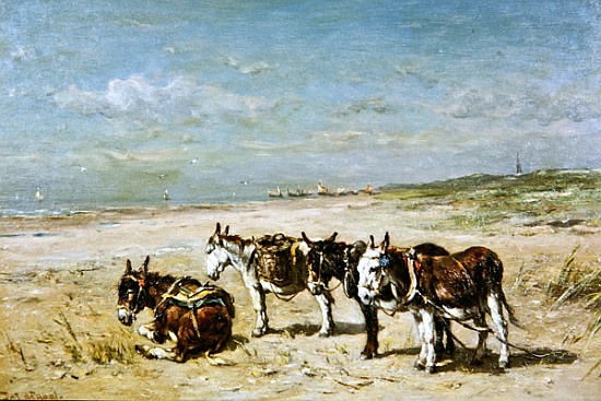 Donkeys on the Beach from Johannes Hubertus Leonardus de Haas