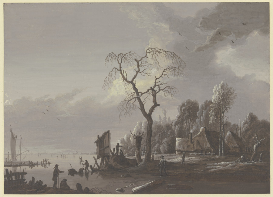 River scenery in the winter from Johann Friedrich Morgenstern