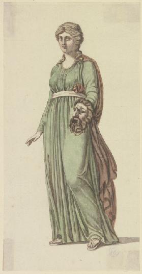 Die tragische Muse: Stehende Frau, eine Maske in der Linken (zu Goethes Römischem Karneval)