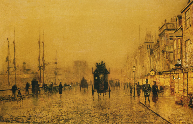 In the evening at the docks of Glasgow. from John Atkinson Grimshaw