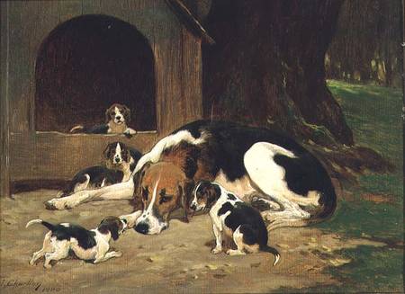 A Foxhound Bitch with her litter from John Charlton