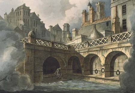 Inside of Queen's Bath, from 'Bath Illustrated by a Series of Views', engraved by John Hill (1770-18 from John Claude Nattes