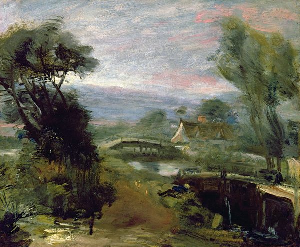 A View near Flatford Mill (oil on paper laid down on canvas) from John Constable