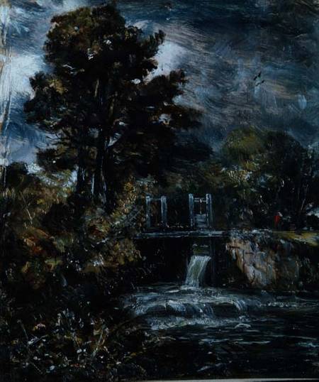 A sluice, perhaps on the Stour from John Constable