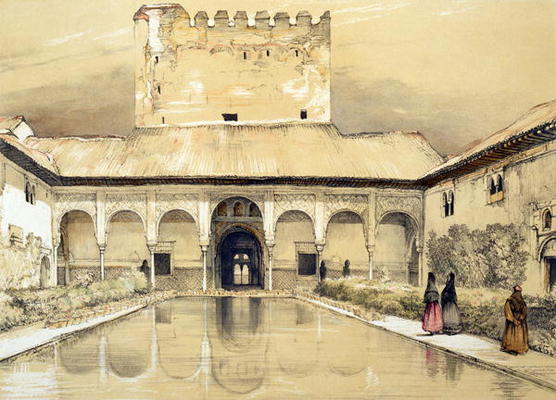 Court of the Myrtles (Patio de los Arrayanes) and the Tower of Comares, from 'Sketches and Drawings from John Frederick Lewis