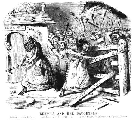 Rebecca and her Daughters (engraving) (b&w photo) from John Leech