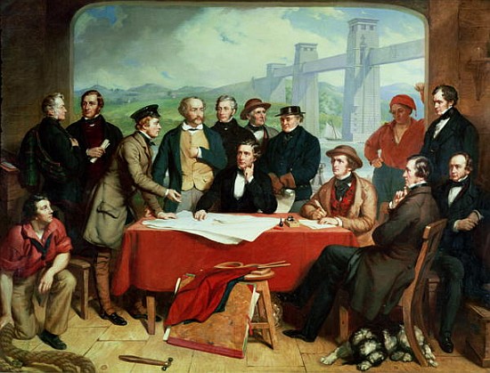 Conference of Engineers at Britannia Bridge, c.1850 from John Lucas