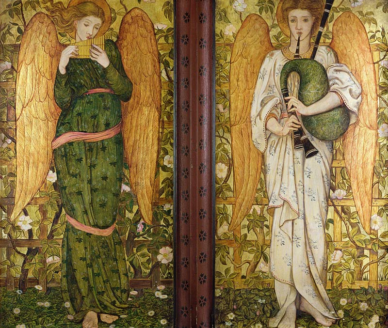 Angels with Pan Pipes and Bagpipes from John Roddam Spencer Stanhope