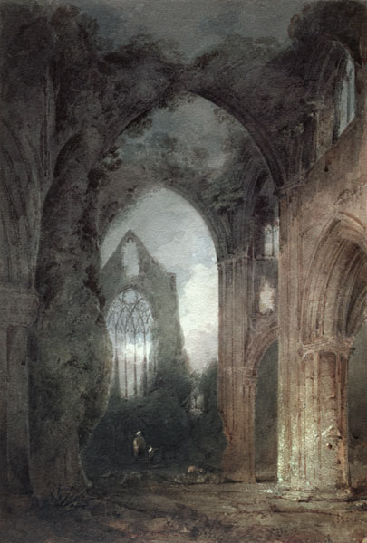 Tintern Abbey by Moonlight (pen & brown ink and w/c on paper) from John Sell Cotman