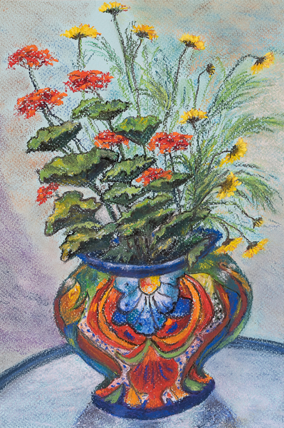 Bowl of geraniums & daisies from Margo Starkey